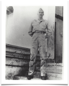 Caption reads: "With great courage and admiration, Ed.  Taken in 1945, dedicated to one of his men, perhaps Col. Tony Chanco ("Manny" or "Manuel")